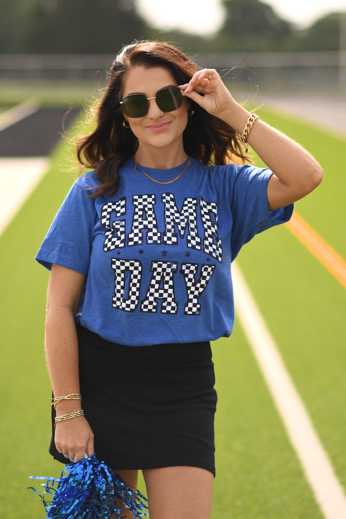 *SALE* RTS Blue Checkered Game Day Tee