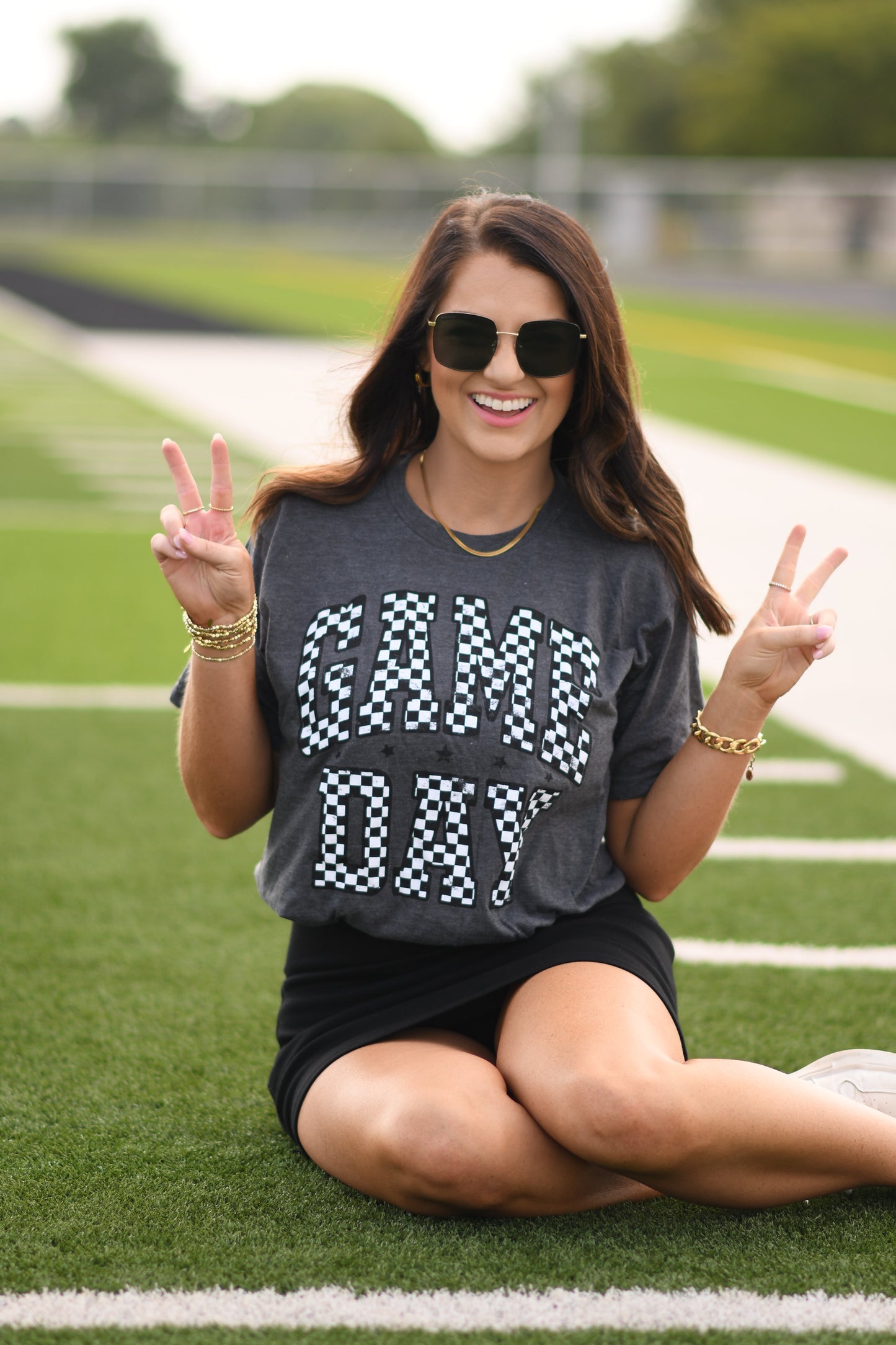 *SALE* RTS Charcoal Checkered Game Day Tee