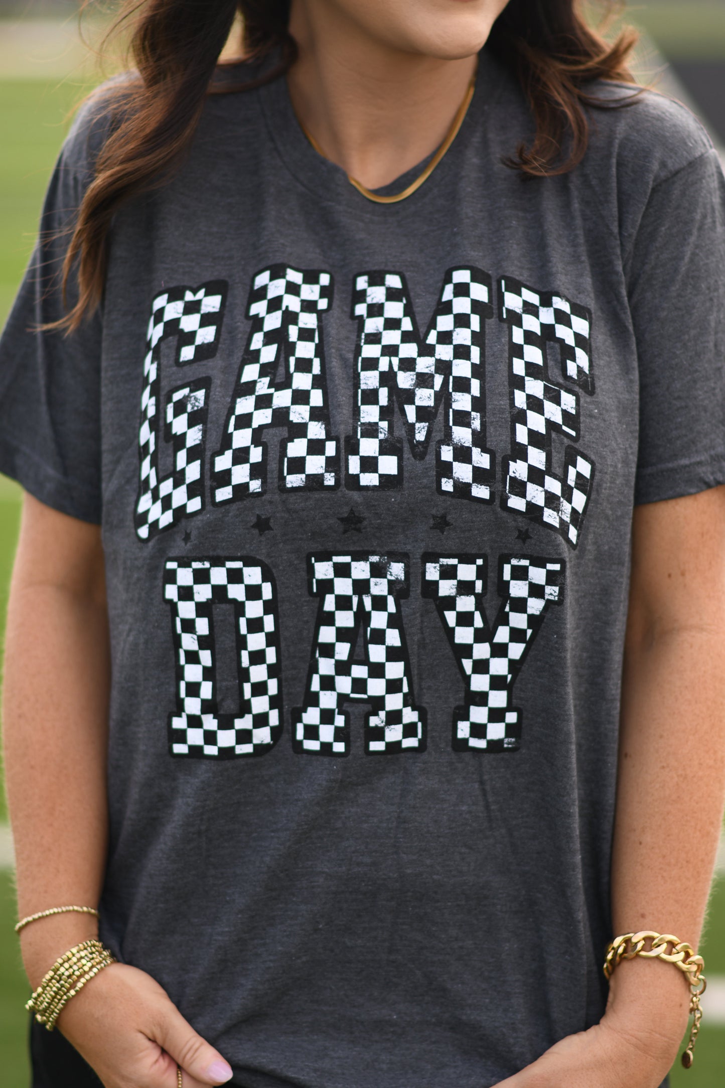 *SALE* RTS Charcoal Checkered Game Day Tee