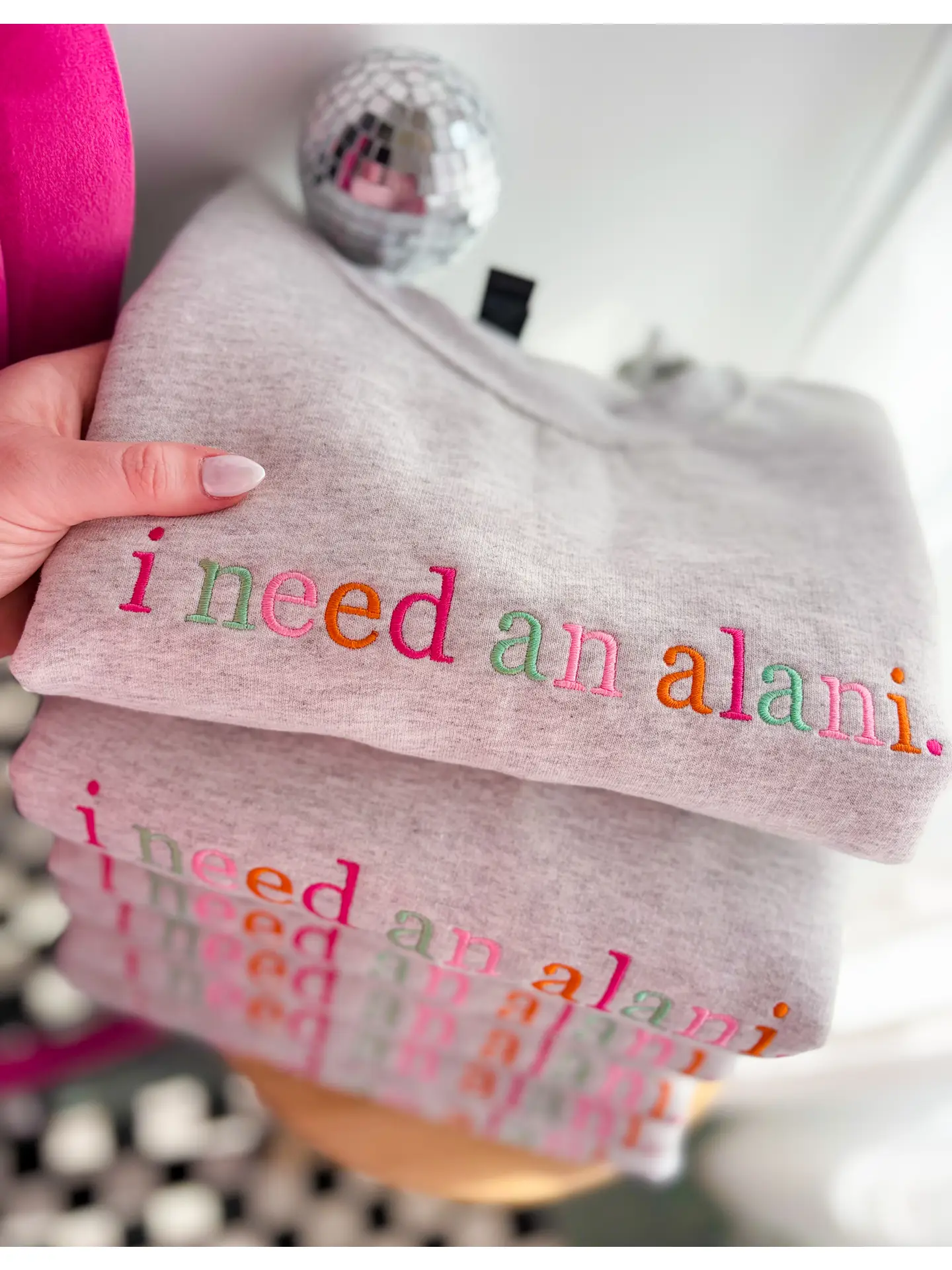 I Need A Drink Embroidered Crewneck | Sweatshirt