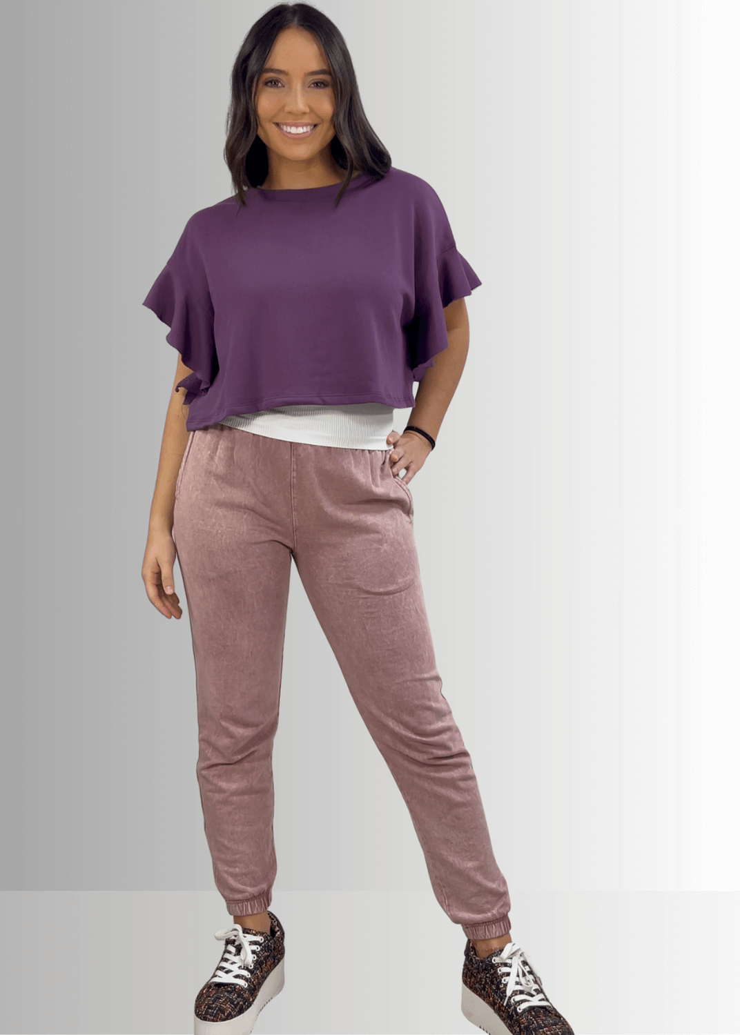 All Day French Terry Pocket Joggers in Mauve