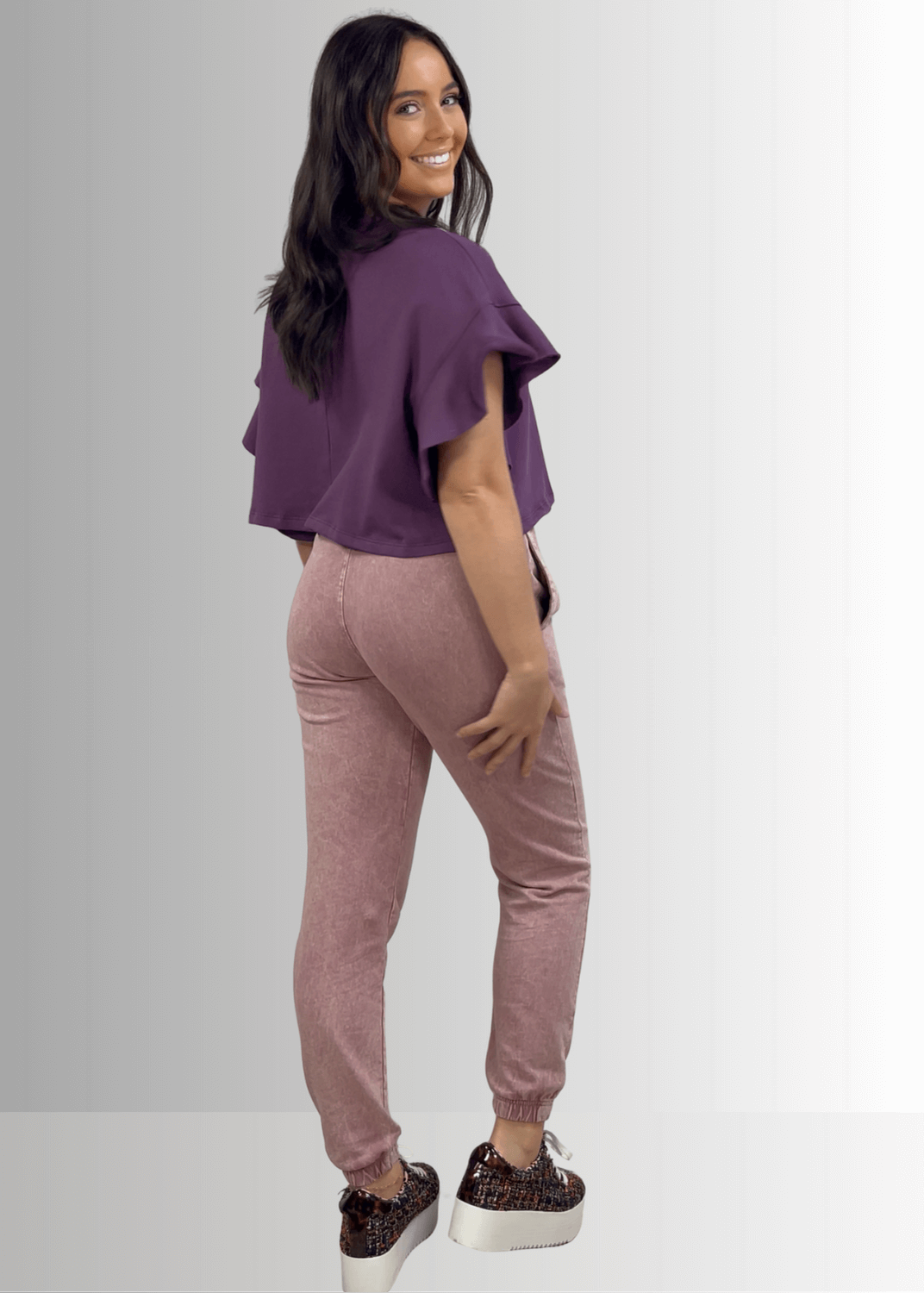 All Day French Terry Pocket Joggers in Mauve