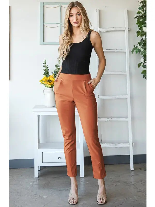 Women's Straight Fit Dress Pants w/pocket- MULTIPLE COLORS